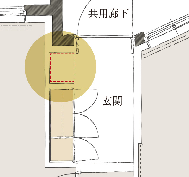 玄関下足入横のスペース